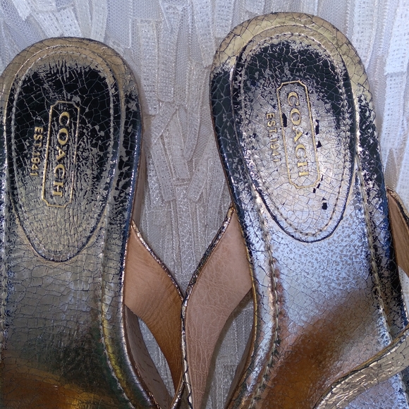 Coach Gold Foil Wedges - Picture 5 of 8